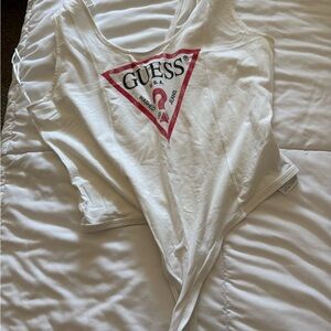 Guess White Tee with Red Triangle Logo
